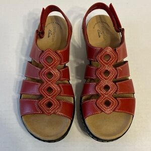 Clarks Collection Gladiator Sandals Leisa Ruby‎ Red Size 7 W
